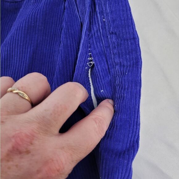 VINTAGE 90s corduroy shorts royal blue ultra high rise bermuda wide‎ wale S - Picture 8 of 8